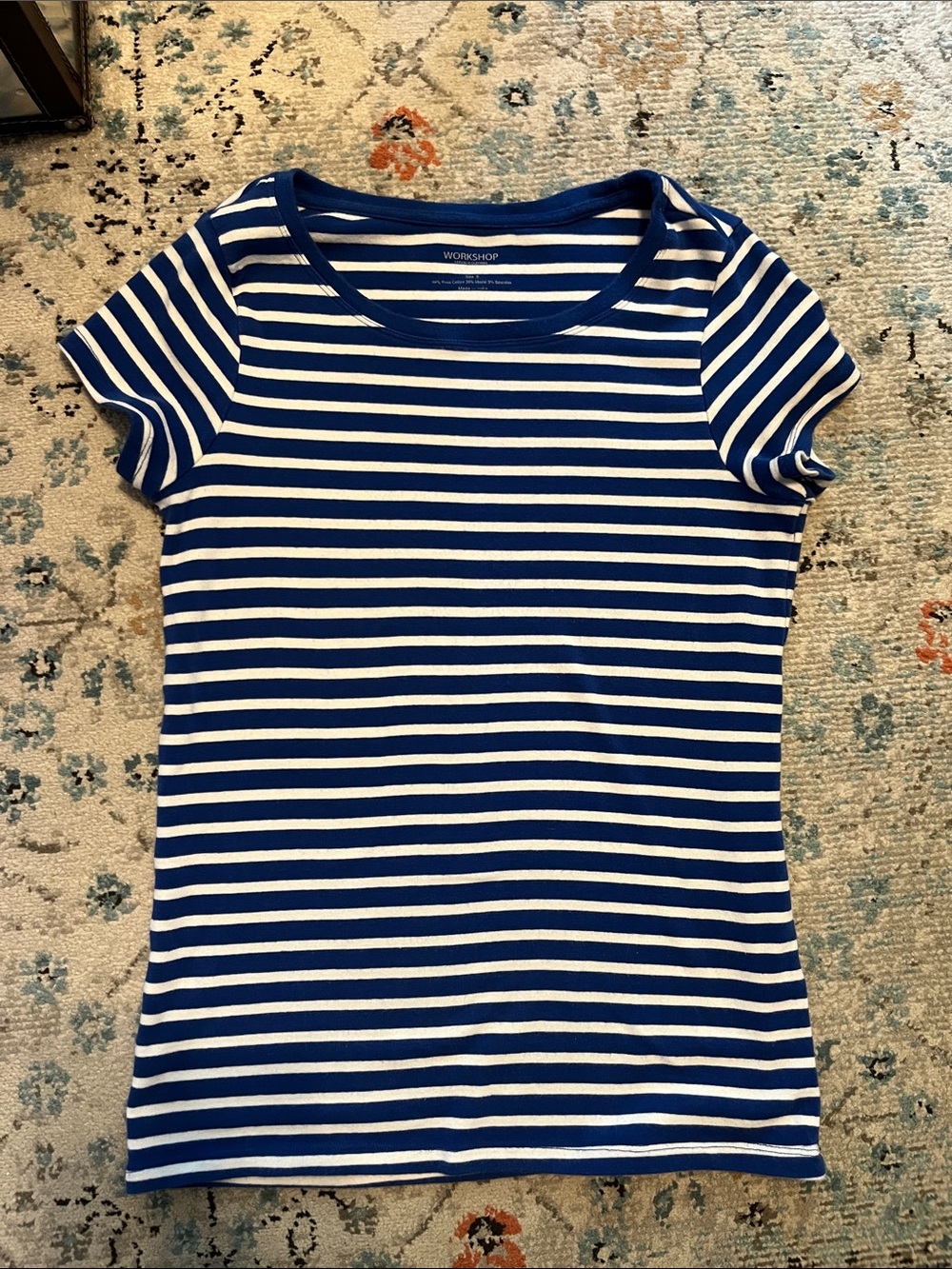 Workshop Cotton/Modal Blue & White Striped T-shirt